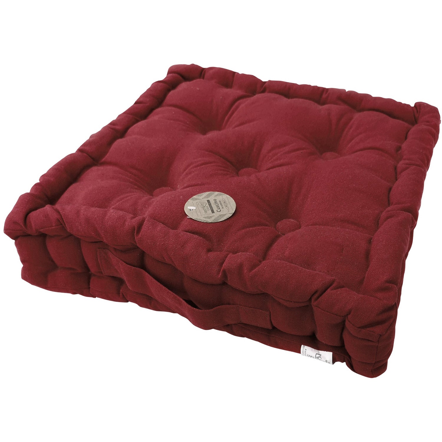 VESTIAMO CASA - Cuscino da Pavimento Bordeaux - 40x40 cm spessore 8 cm