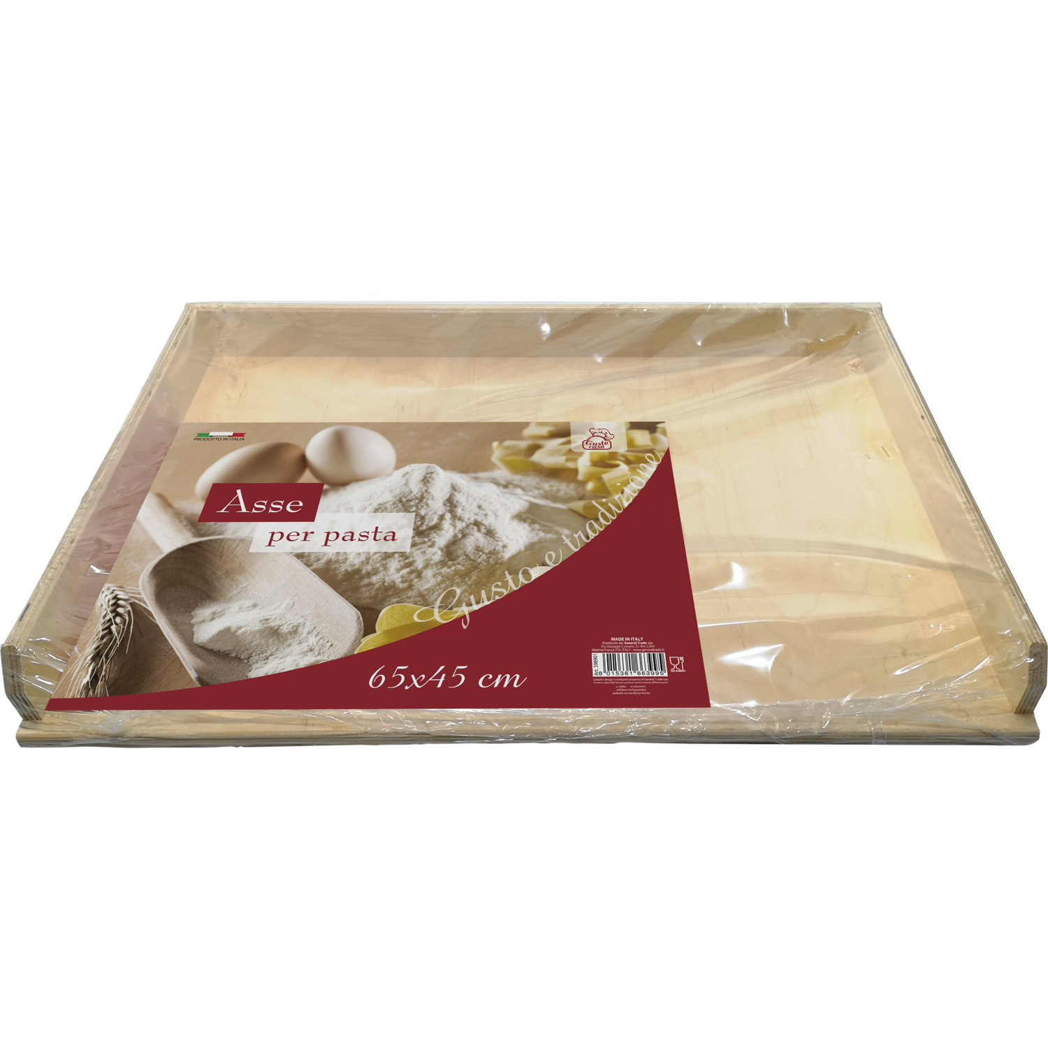 GUSTO CASA - Spianatoia in legno di abete con sponde laterali 65x45cm