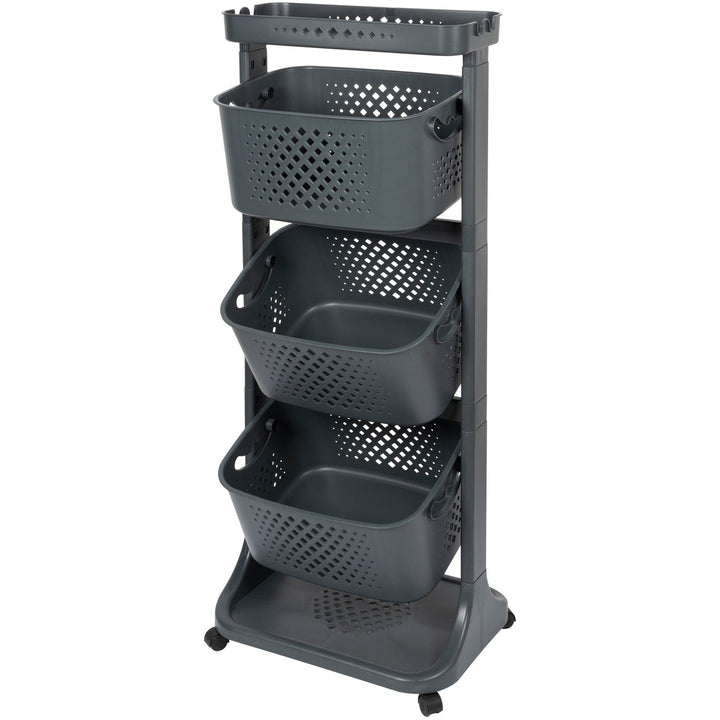 VESTIAMO CASA - Carrello multiuso nero in plastica Karry All - h112x44x29 cm