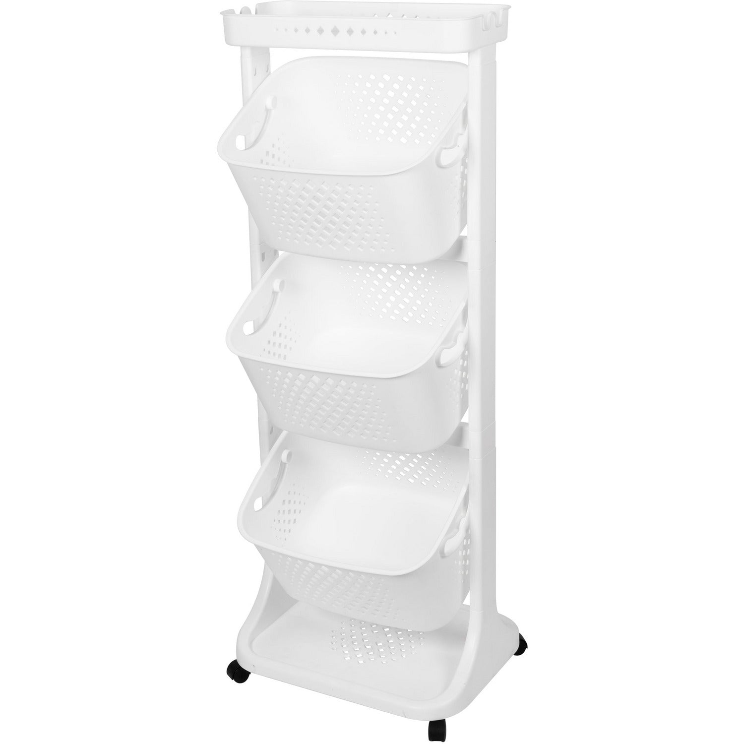 VESTIAMO CASA - Carrello multiuso bianco in plastica Karry All - h112x44x29 cm