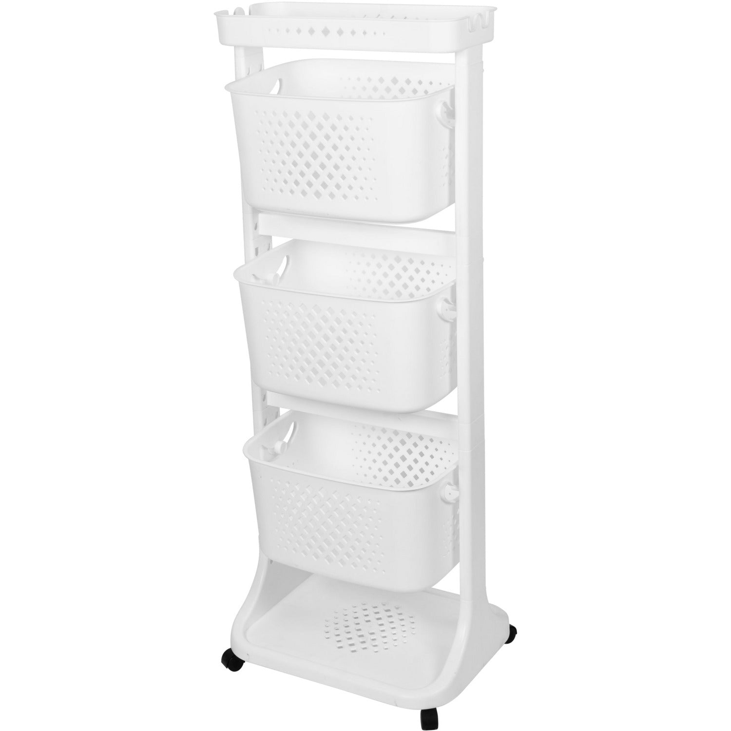 VESTIAMO CASA - Carrello multiuso bianco in plastica Karry All - h112x44x29 cm