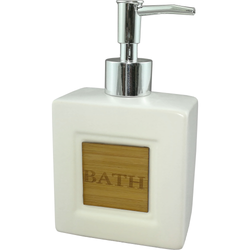 VESTIAMO CASA - Dispenser bianco con bamboo ricaricabile per sapone liquido 350ml