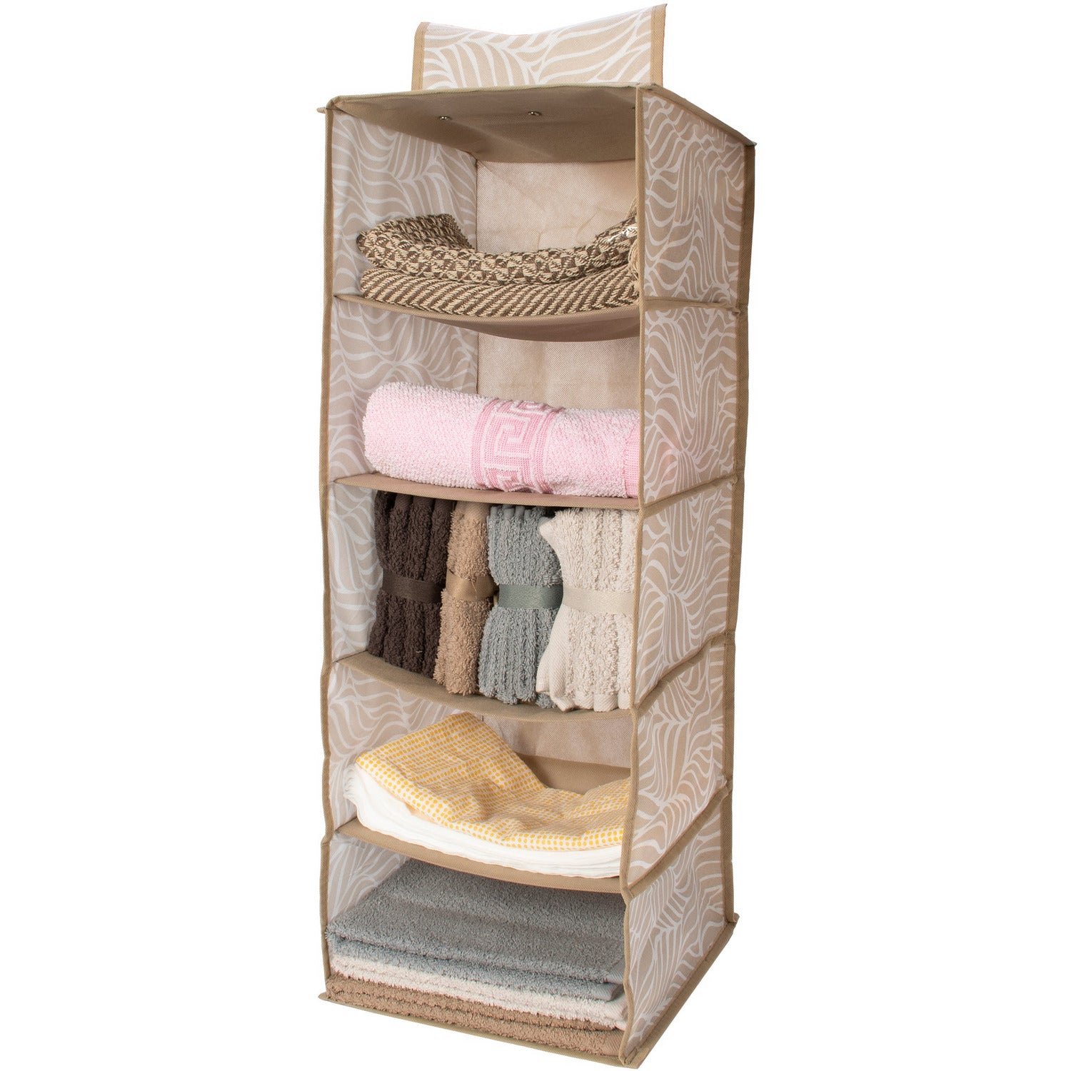 VESTIAMO CASA - Organizer armadio in Tnt da appendere con 5 scomparti - h75x28x28 cm