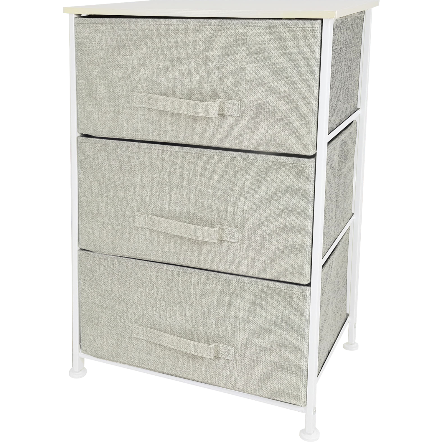 VESTIAMO CASA - Mobiletto Multiuso con 3 Cassetti in Tessuto Beige - h73x45x30 cm