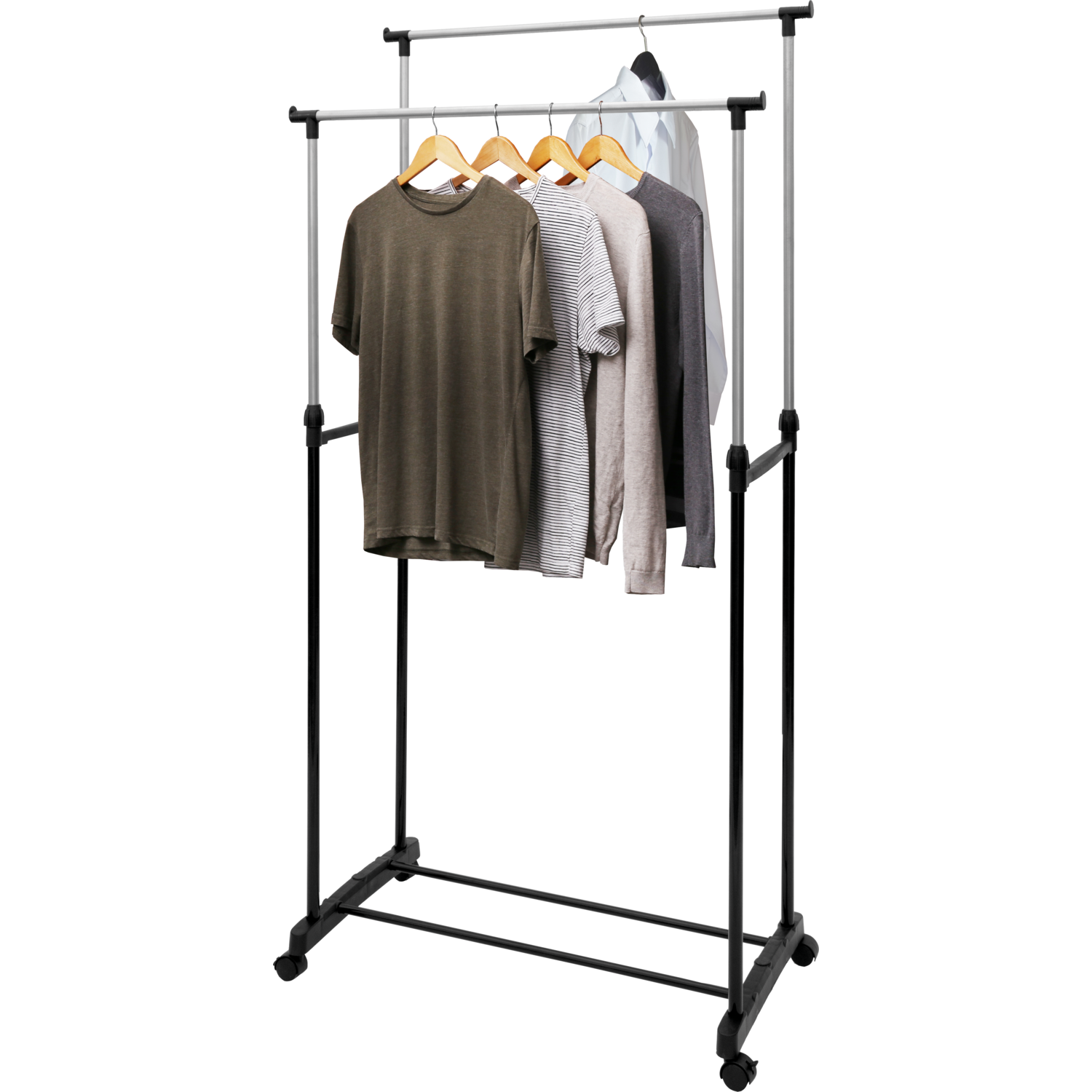 VESTIAMO CASA - Appendiabiti Doppio Estensibile con ruote - Estensibile in altezza da 95 a 170 cm