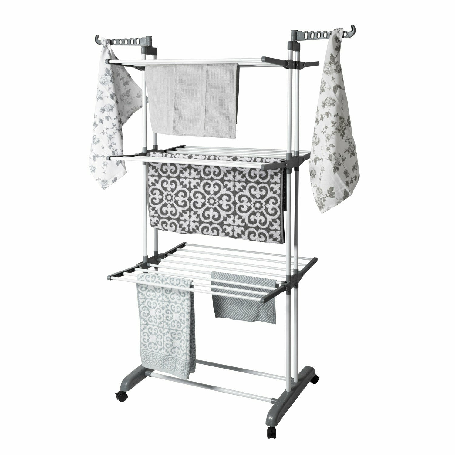 VESTIAMO CASA - Stendibiancheria verticale Talos 3 con 3 ripiani - h170x126x64 cm