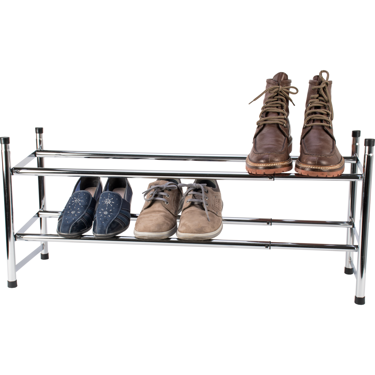 VESTIAMO CASA - Scarpiera Estensibile 2 Ripiani in Metallo 10 posti - h37x61,5/118x23 cm