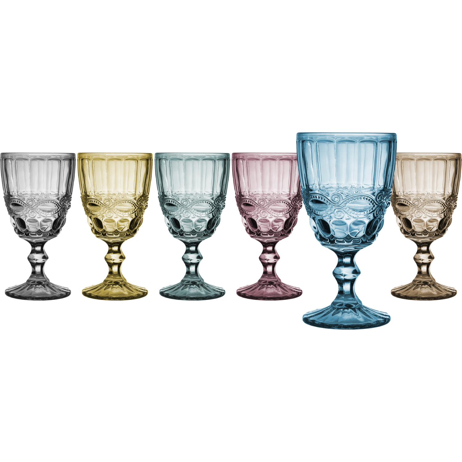 GUSTO CASA - Calici Barocco in vetro Distinct Multicolor - set 6 pezzi