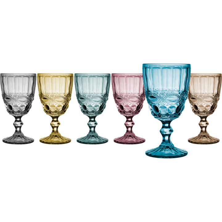GUSTO CASA - Calici Barocco in vetro Distinct Multicolor - set 6 pezzi