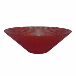 GUSTO CASA - Centrotavola svasato in vetro colore rosso glitterato - diametro 33cm