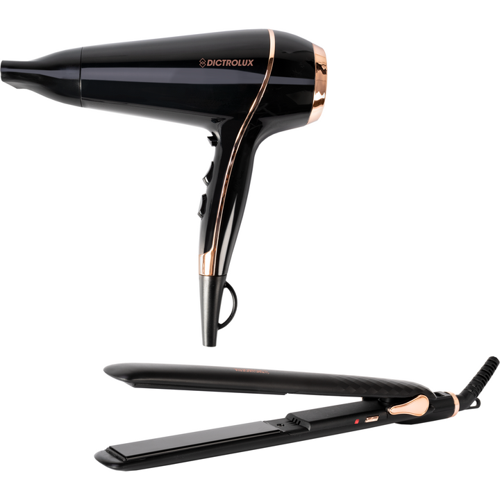 DICTROLUX - Set per capelli Phon e piastra professionale - Gold Sublima Style