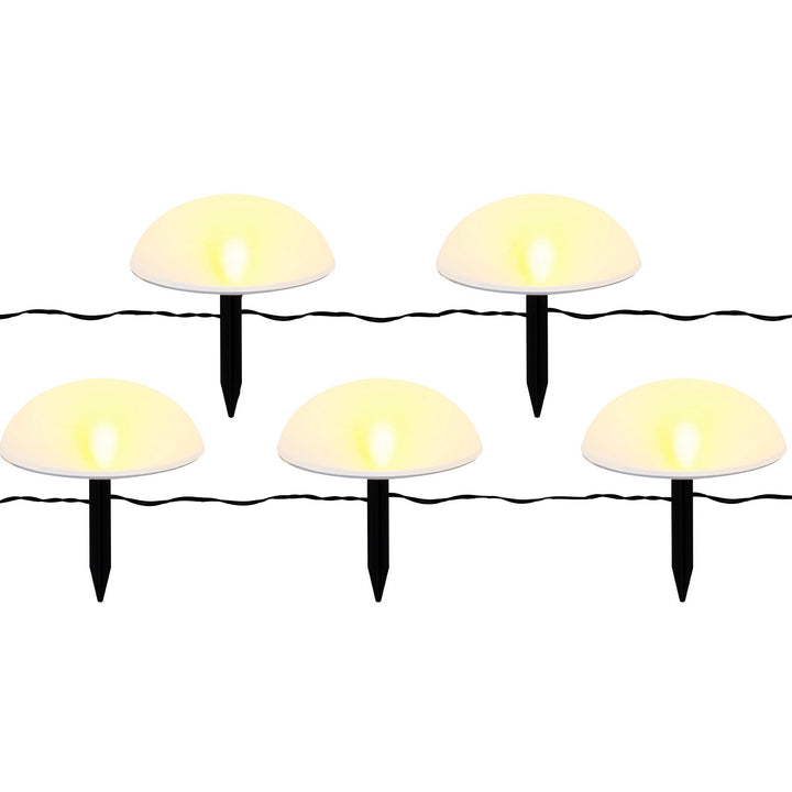 DICTROLUX - Catena luminosa 5 faretti solari a semisfera luce calda da esterno
