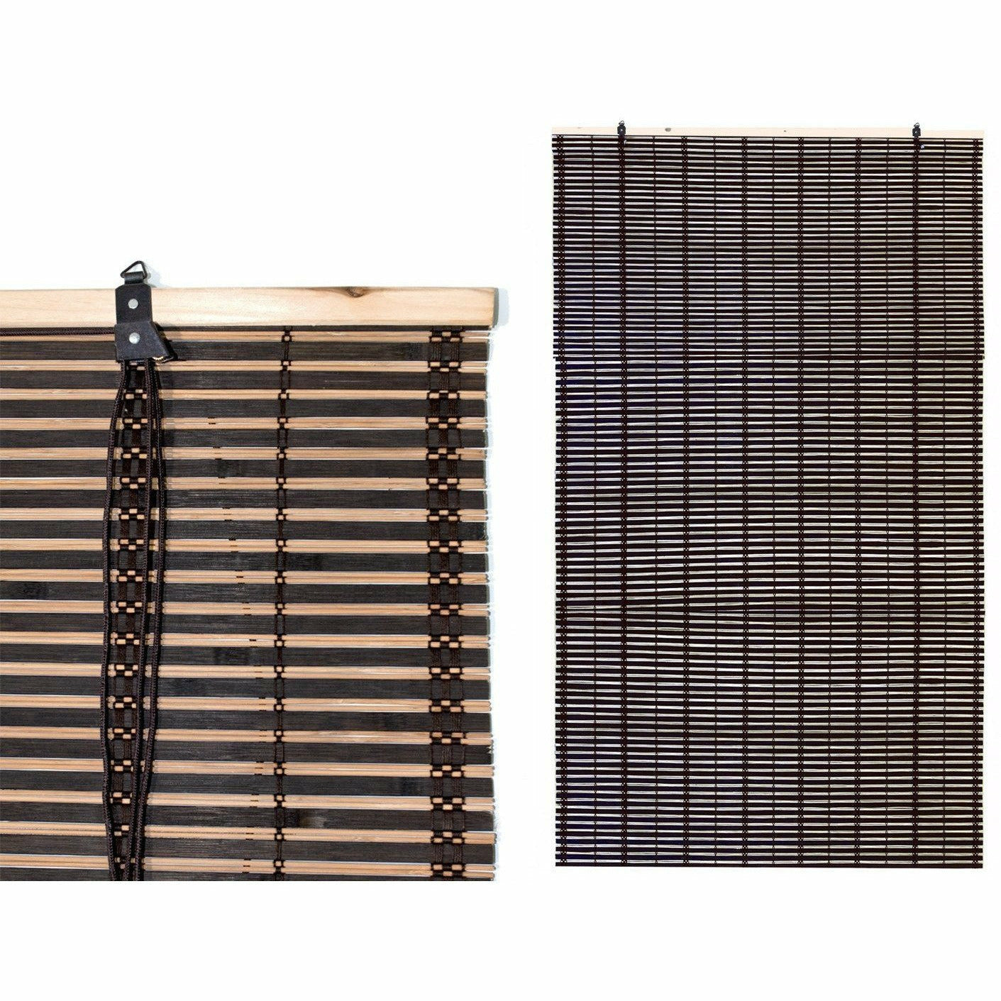 VESTIAMO CASA GIARDINO - Tapparella Tenda in listelli bamboo Marrone Scuro con carrucola h300x150 cm