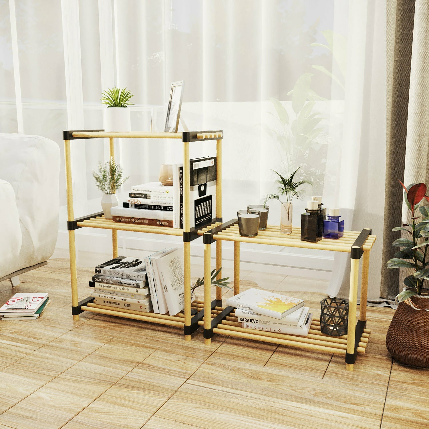 VESTIAMO CASA - Scaffale Multiuso 5 ripiani in legno Linea Woodpine - h130x48x28 cm