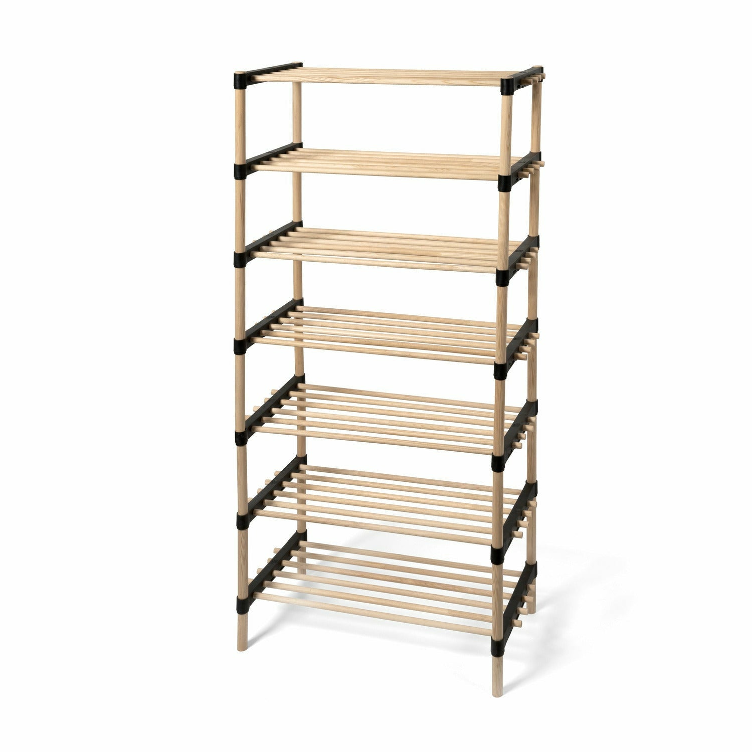 VESTIAMO CASA - Scarpiera multiuso 7 ripiani in legno di pino 3 in 1 Linea Woodpine - h115x56x29 cm