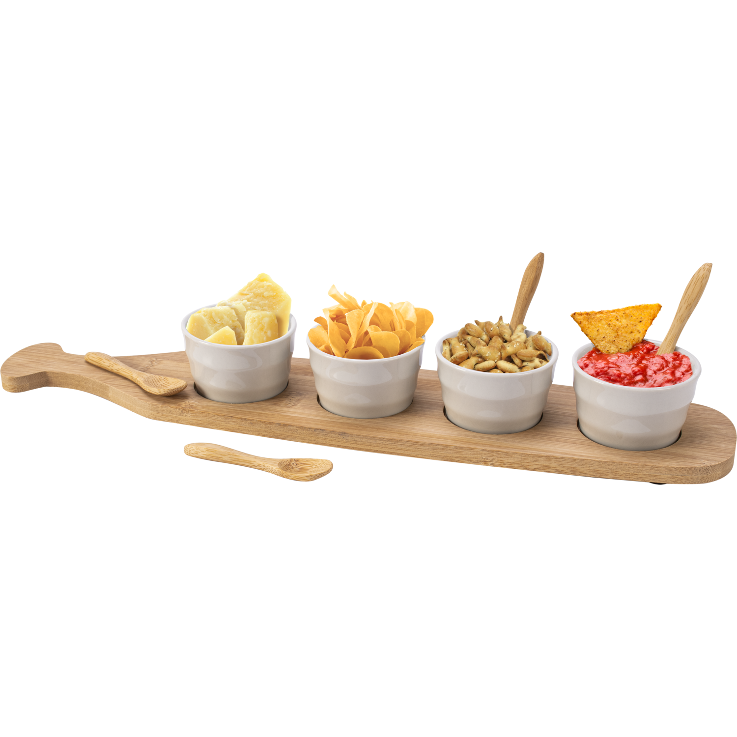 GUSTO CASA - Antipastiera 4 ciotole con cucchiaini - 45x9,5 cm
