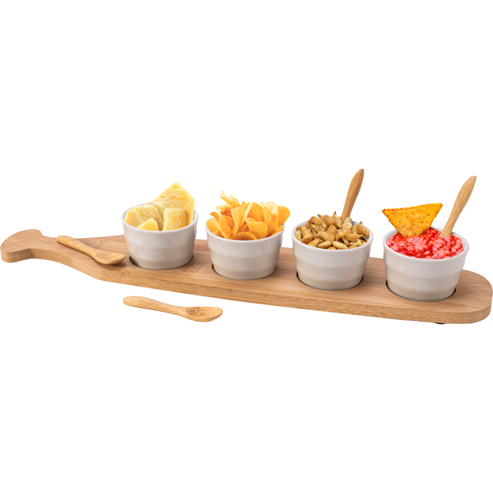 GUSTO CASA - Antipastiera 4 ciotole con cucchiaini - 45x9,5 cm