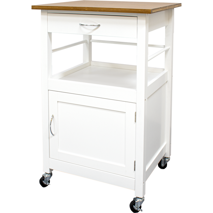 VESTIAMO CASA - Carrello in legno bianco con top in bamboo -  h86cm