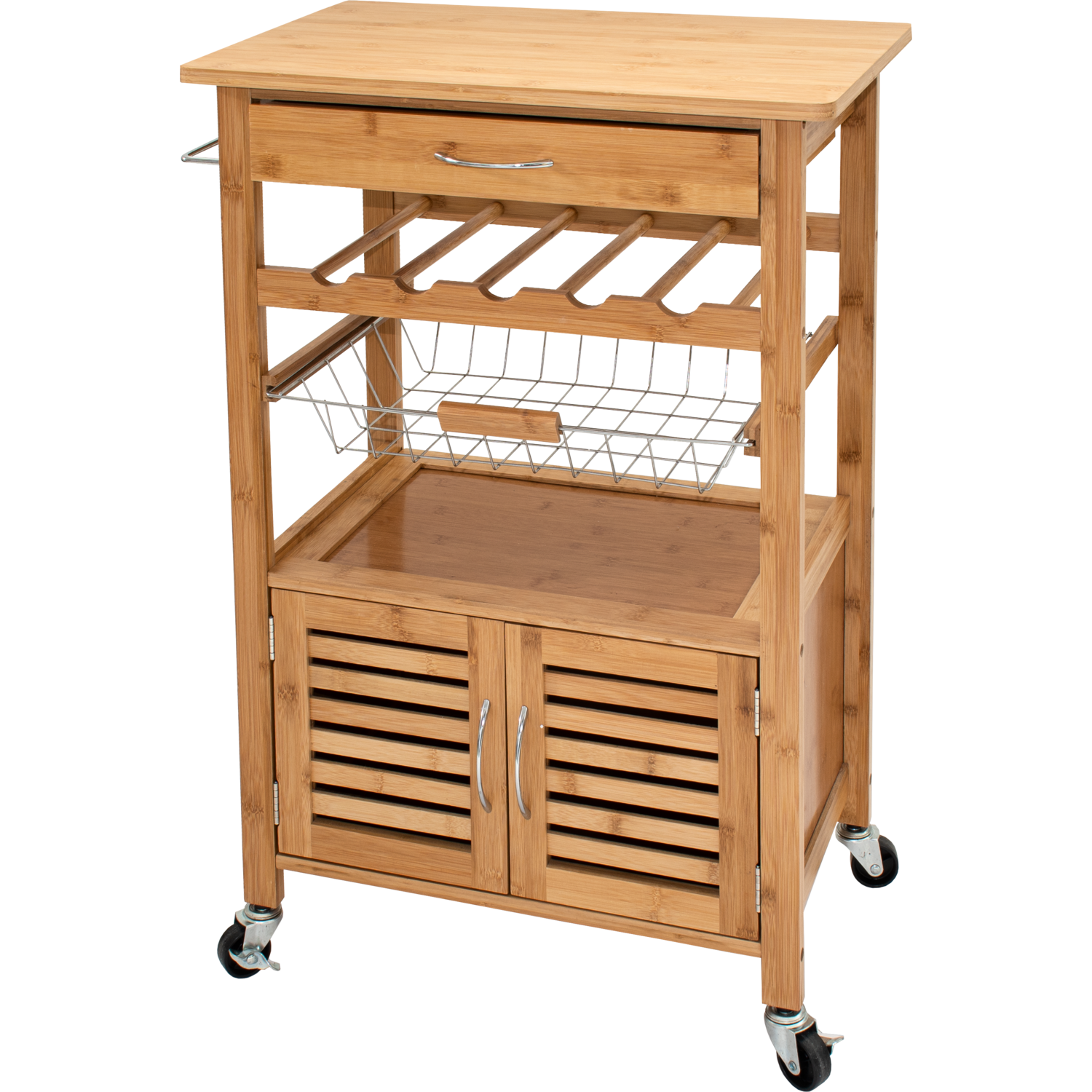 VESTIAMO CASA - Carrello da Cucina Ashton in bamboo con ruote - h88x60x36 cm