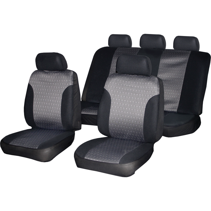 AUTO SPRINT - Coprisedili auto universale Nero e Grigio 9 pezzi