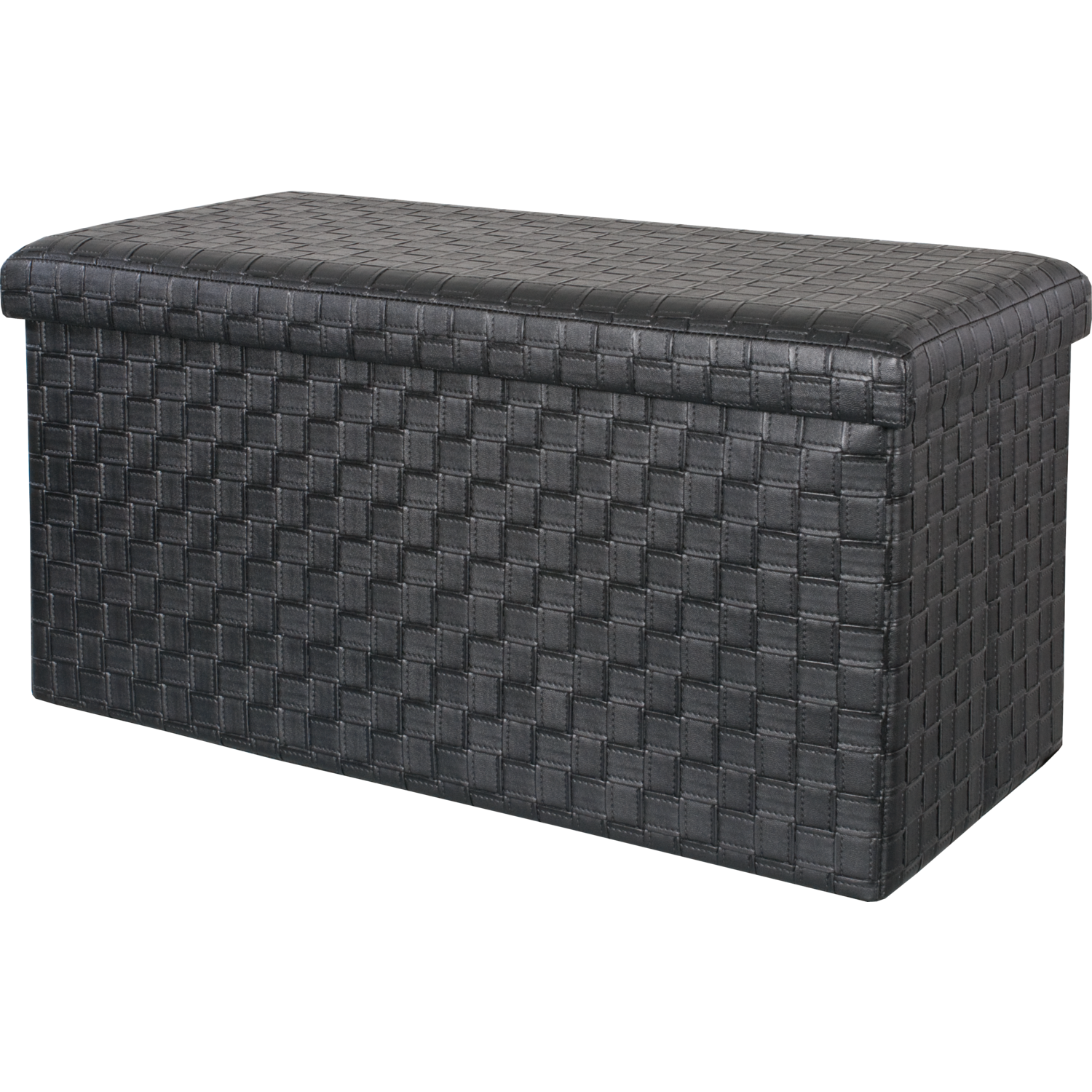 VESTIAMO CASA - Pouf contenitore nero in ecopelle richiudibile - 76x38 cm