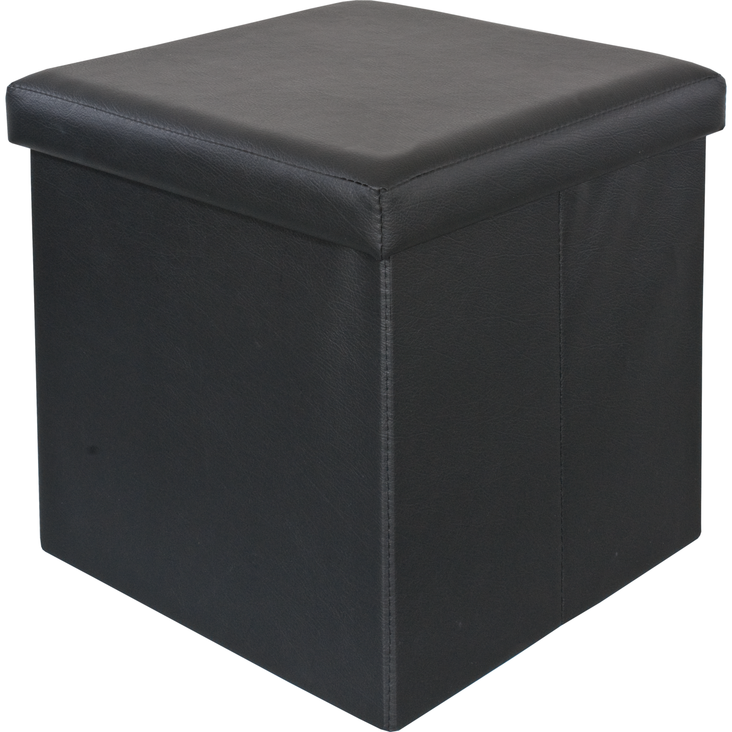 VESTIAMO CASA - Pouf Contenitore Nero in ecopelle richiudibile h38x38x38 cm