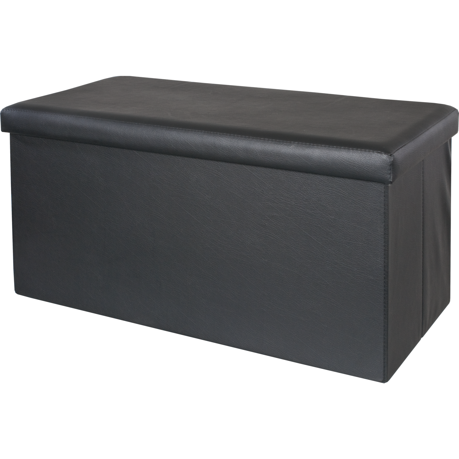 VESTIAMO CASA - Pouf Contenitore Nero in ecopelle richiudibile h38x76x38 cm
