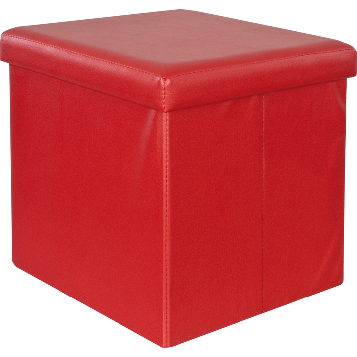 VESTIAMO CASA - Pouf contenitore rosso in ecopelle richiudibile - h38x38 cm