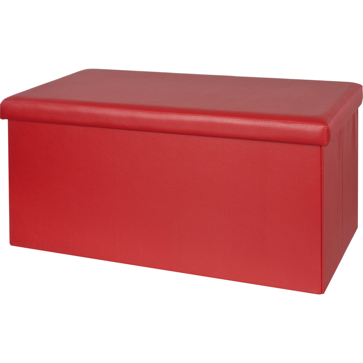 VESTIAMO CASA - Pouf contenitore rosso in ecopelle richiudibile - 76x38 cm