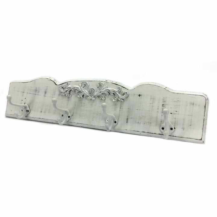 VESTIAMO CASA - Appendiabiti con greca in legno bianco 4 posti - 65cm