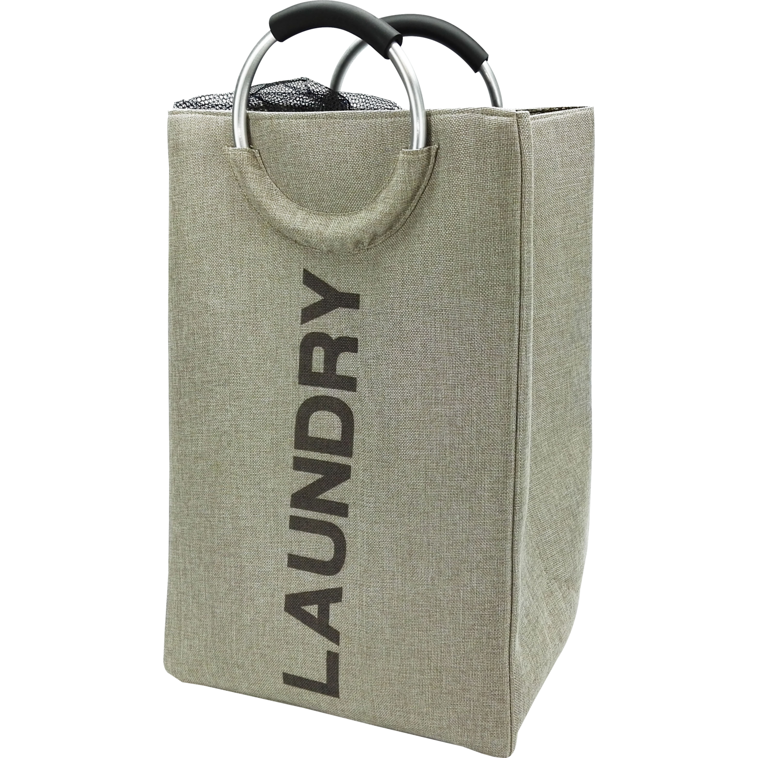 VESTIAMO CASA - Portabiancheria naturale con maniglie in alluminio - h55x36x30 cm