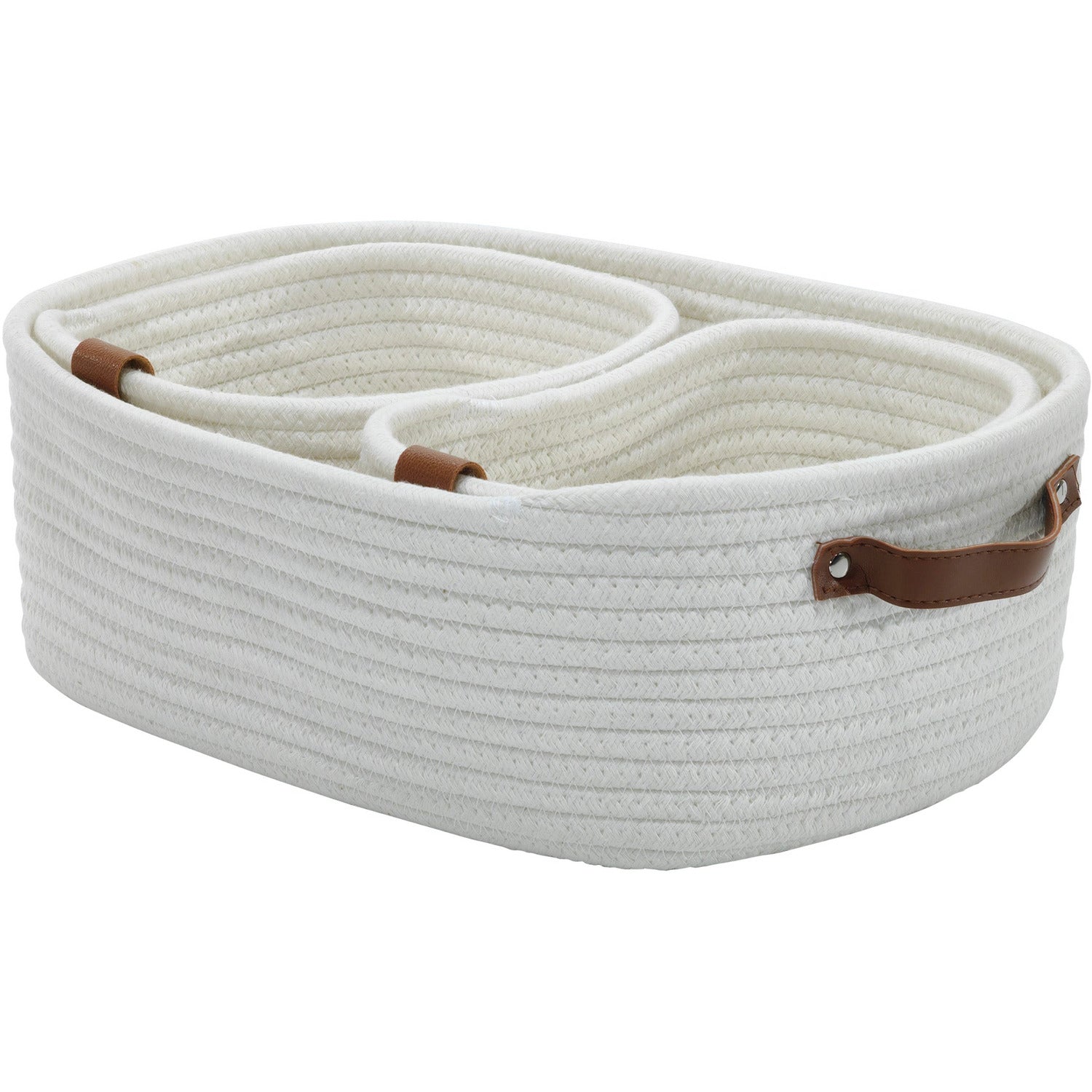 VESTIAMO CASA - Cestino in tessuto multiuso Bianco - set 3 pezzi