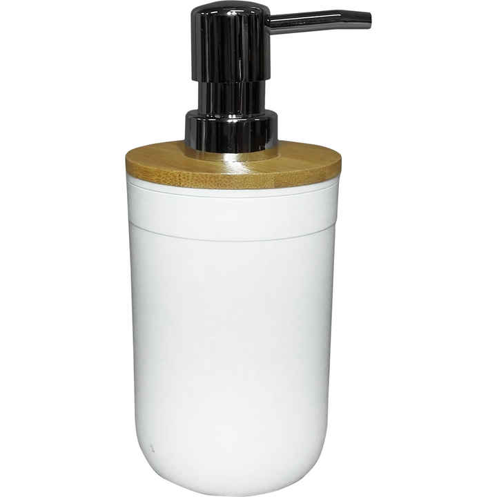 VESTIAMO CASA - Dispenser bianco con bamboo ricaricabile per sapone liquido - 390ml