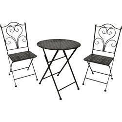 VESTIAMO CASA GIARDINO - Set giardino con tavolo  diametro 60cm e 2 sedie richiudibili Nero