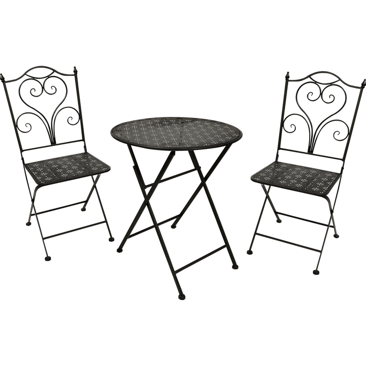 VESTIAMO CASA GIARDINO - Set giardino con tavolo  diametro 60cm e 2 sedie richiudibili Nero