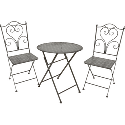 VESTIAMO CASA GIARDINO - Set giardino con tavolo  diametro 60cm e 2 sedie richiudibili Grigio