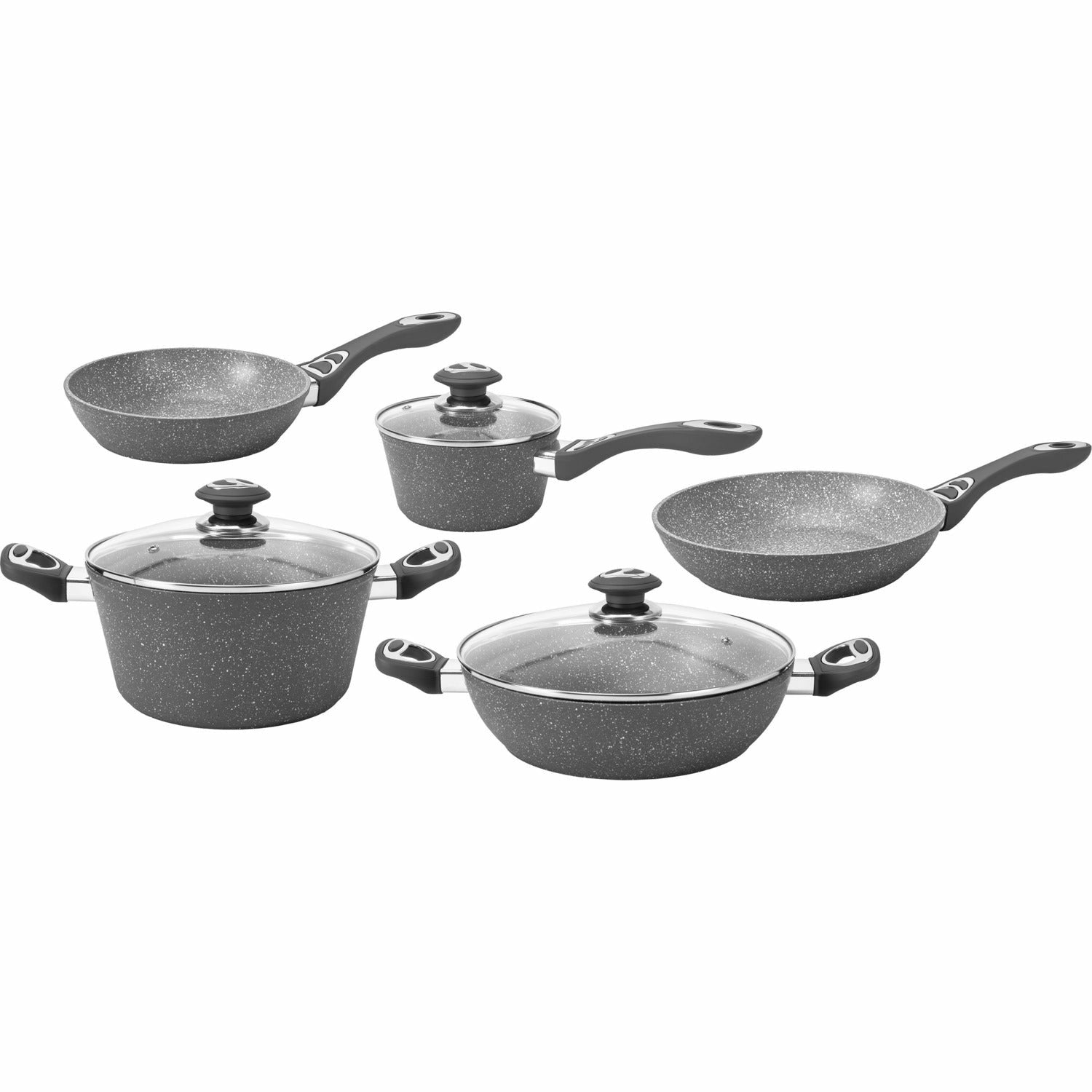 GUSTO CASA - Batteria di pentole 8 pezzi con coperchi in vetro e fondo a induzione Linea CookStone