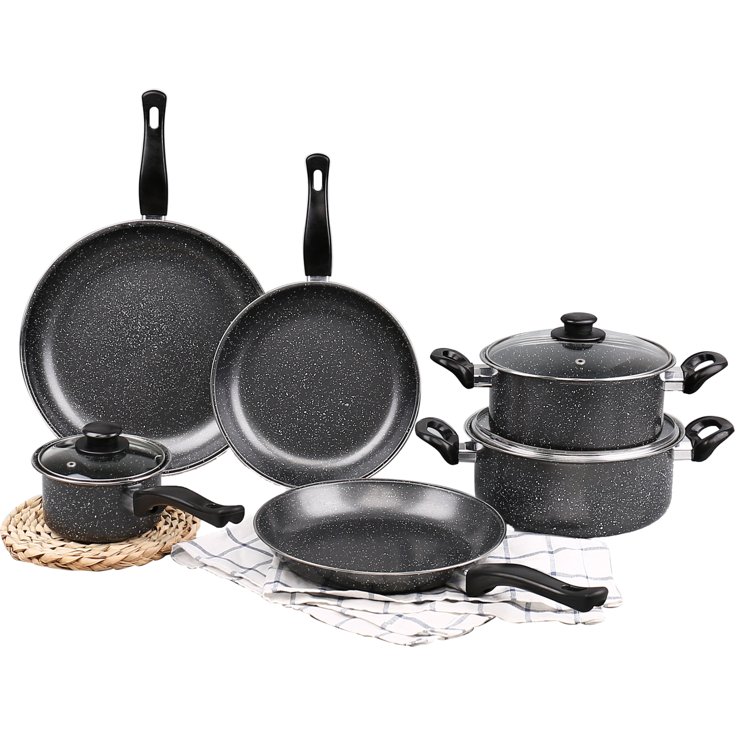 GUSTO CASA - Batteria pentole e padelle 9 pezzi Linea Grey Cook