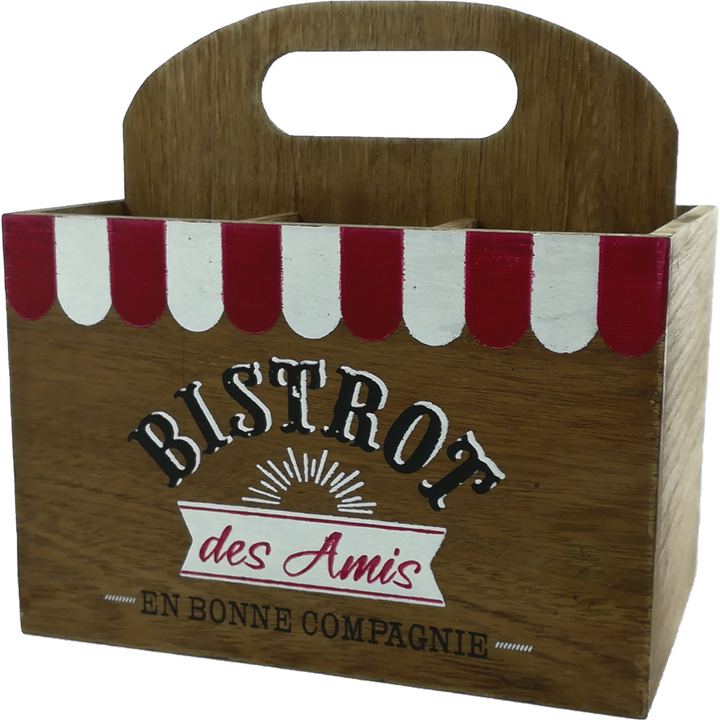 GUSTO CASA - Portaposate 4 scomparti con manico Bistrot - 20x18,5cm