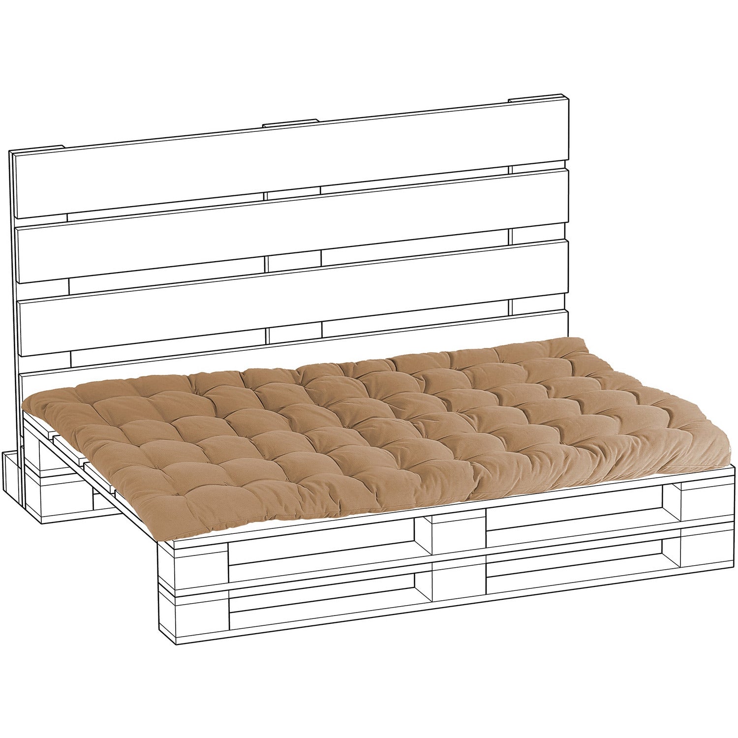 VESTIAMO CASA - Cuscino seduta Pallet tortora - 120x80 cm spessore 5 cm