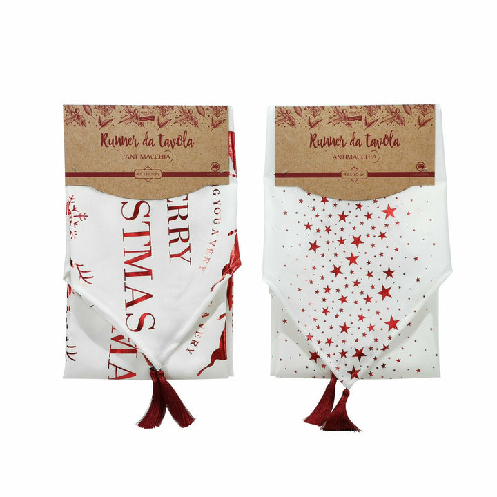 VESTIAMO CASA GRAN NATALE - Runner da tavola Bianco e Rosso 180x45 cm