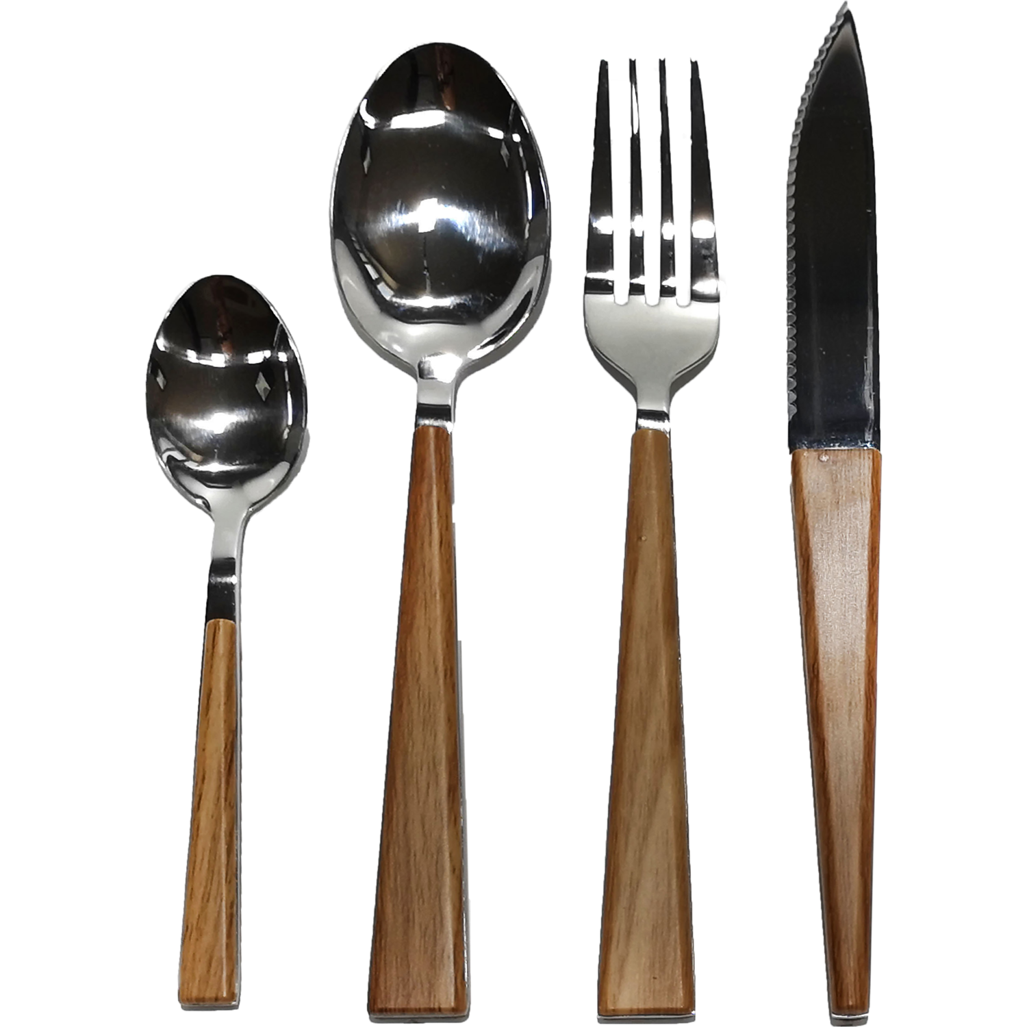 GUSTO CASA - Servizio posate in acciaio inox color noce 24 pezzi - Linea Wood Elegant
