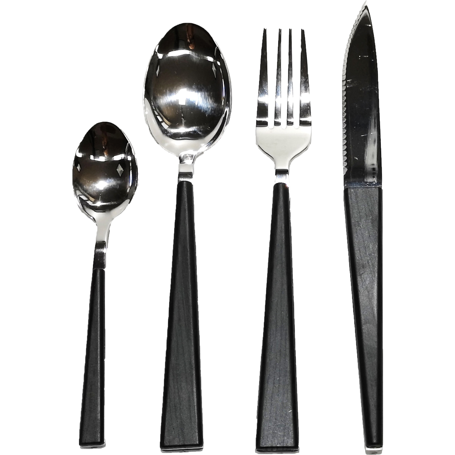 GUSTO CASA - Servizio posate in acciaio inox color nero 24 pezzi - Linea Wood Elegant