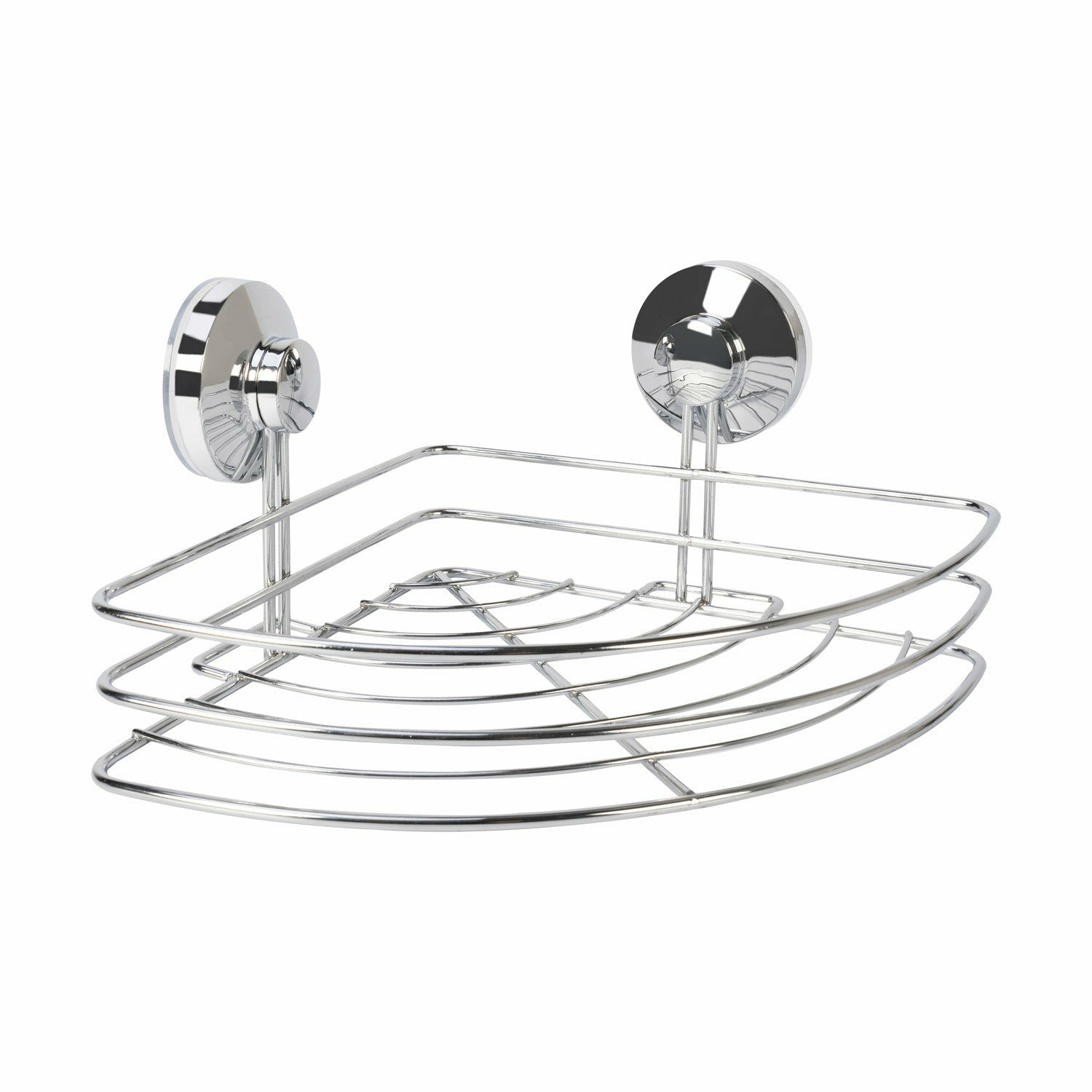 VESTIAMO CASA - Mensola Angolare Bagno in Metallo Cromato con Ventose Linea Barlow 27x20,5 cm