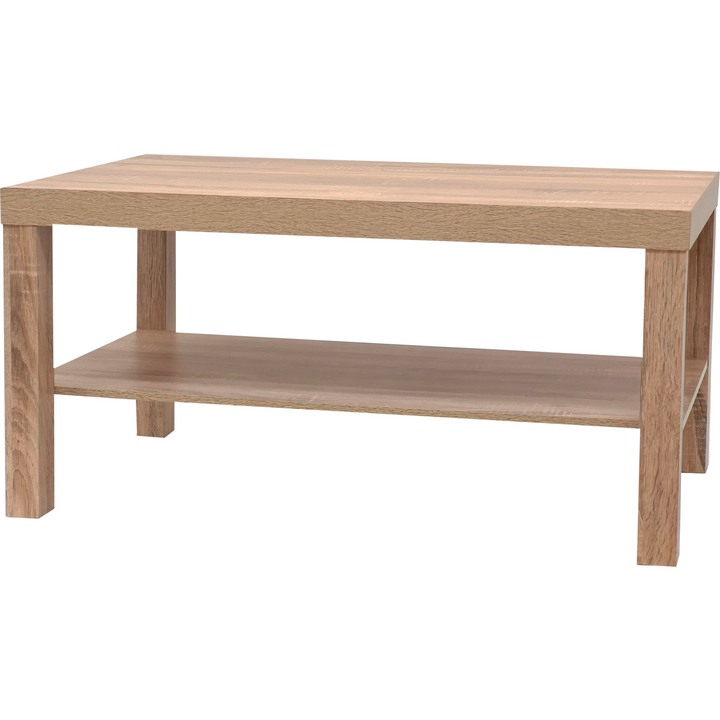 VESTIAMO CASA - Tavolo in legno naturale con mensola - h45x90x50 cm