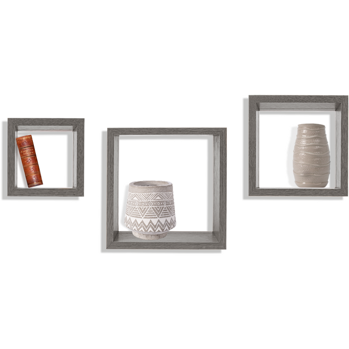 VESTIAMO CASA - Mensole cubo da parete colore grigio - set 3 pezzi – Shop  On Line Happy Casa Store