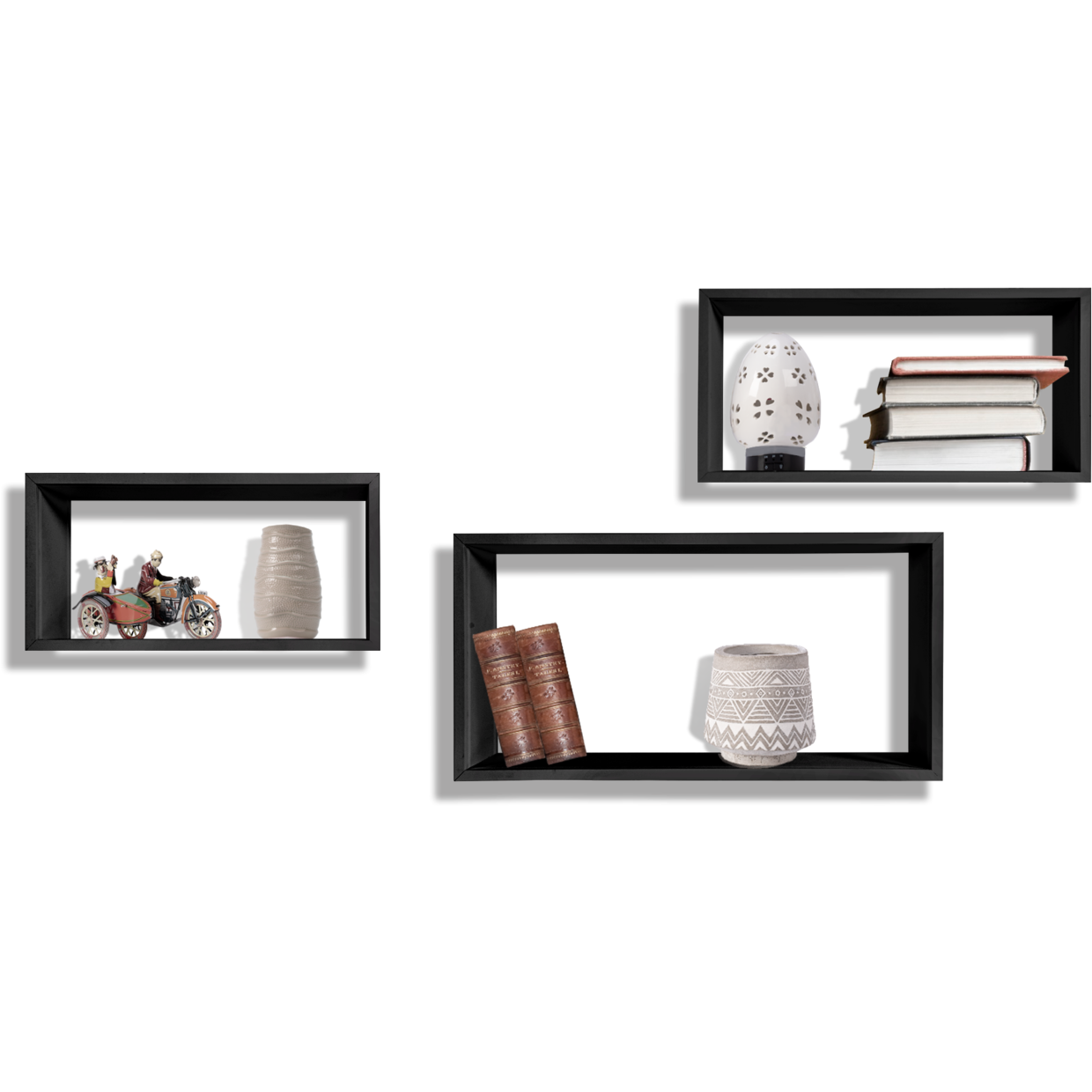 VESTIAMO CASA - Mensole cubo da parete in legno Nero - set 3 pezzi