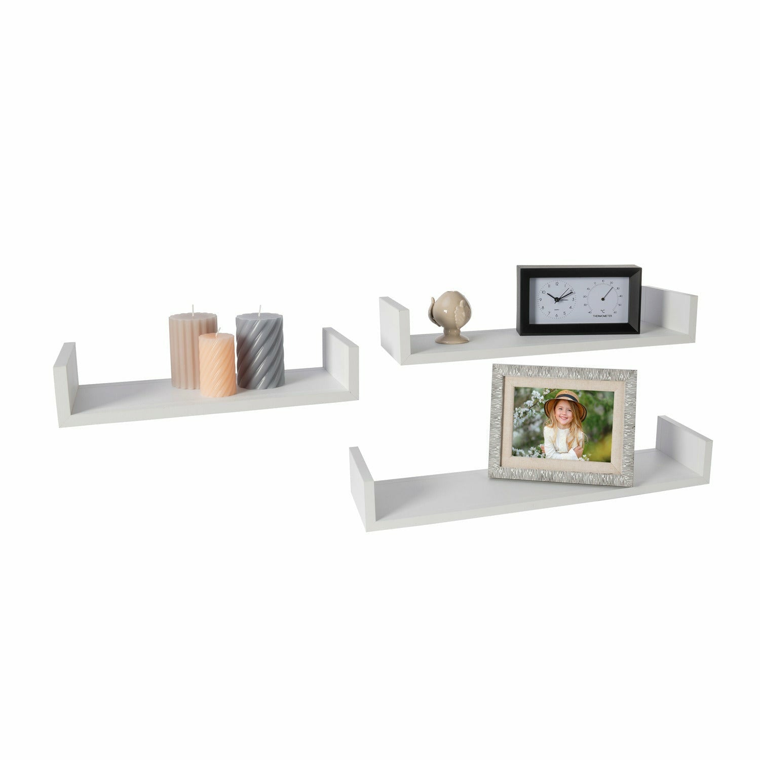 VESTIAMO CASA - Set Mensole da Parete in Legno Bianco 3 Pezzi