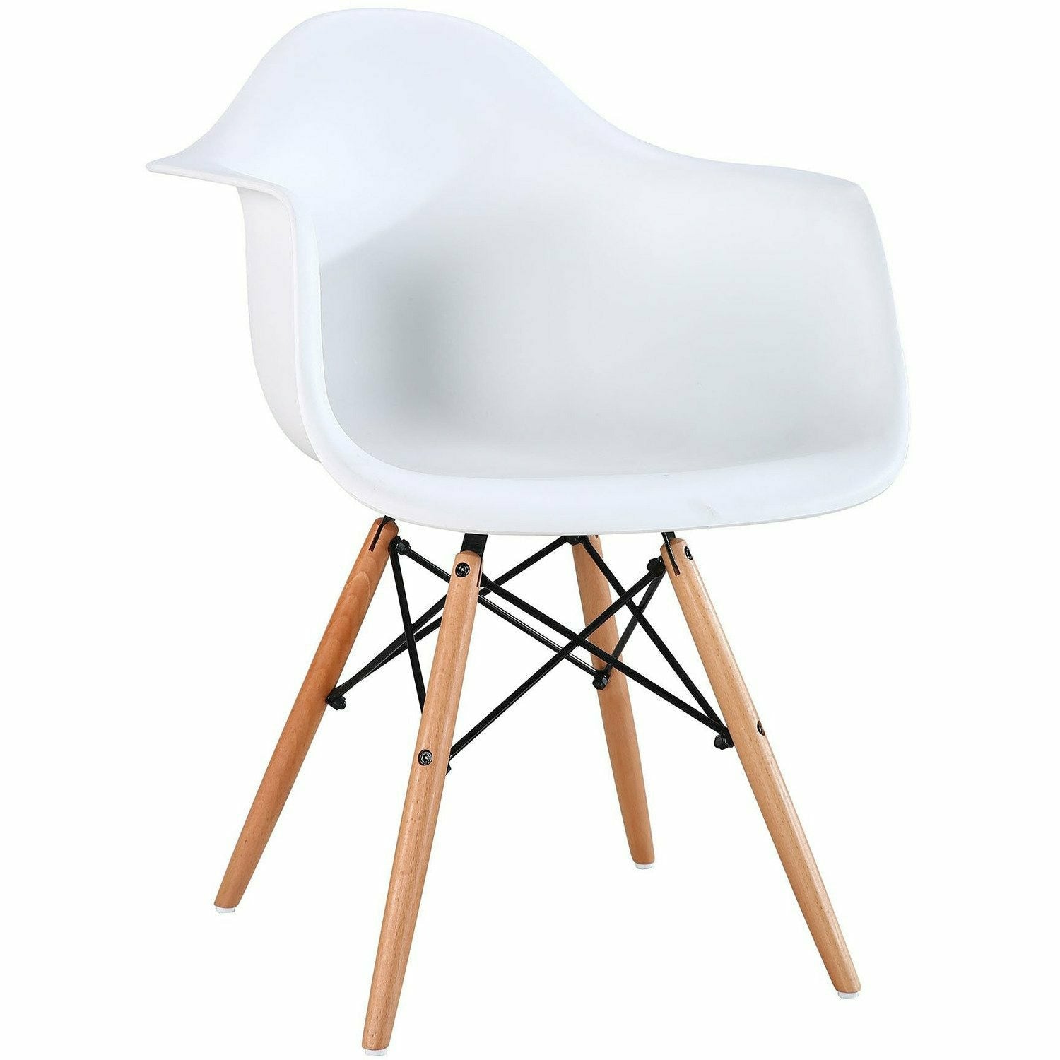 VESTIAMO CASA - Poltrona bianca con gambe in legno - h83cm