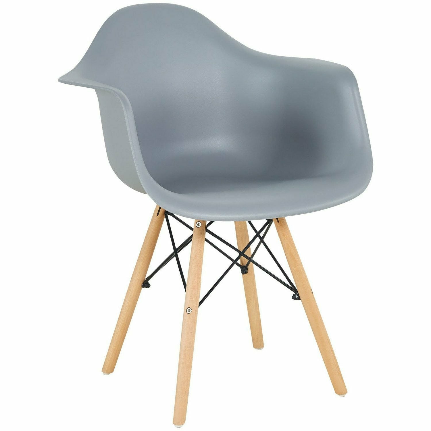 VESTIAMO CASA - Poltrona grigia con gambe in legno - h83cm